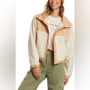 New Billabong Lost Trails Fleece & Ripstop Jacket, Size Medium, Color White Cap